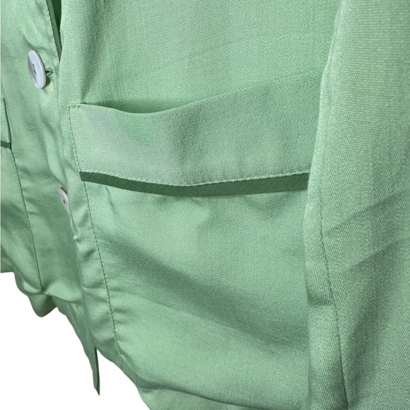 Sleeper Luxury Pajama Top Size XS Button Front Long Sleeve Mint Green Oversized - Picture 10 of 15